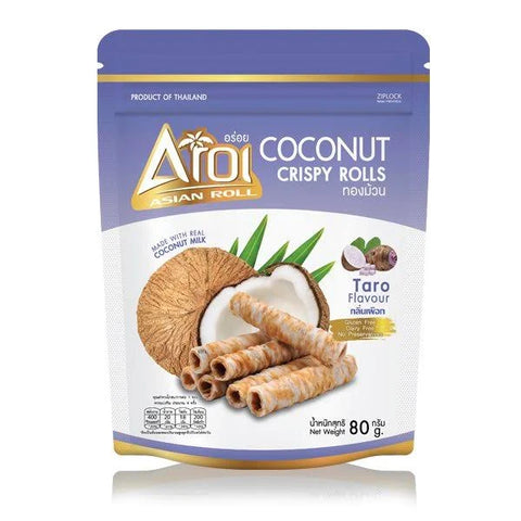 Aroi Coconut Crispy Rolls Taro Flavor - 80g